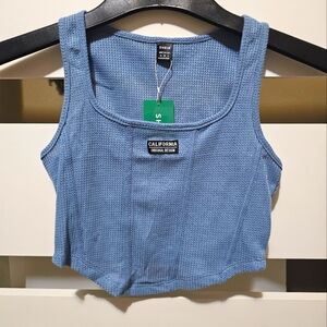 Shein Ez Wear Crop Top Blue Medium Ladies